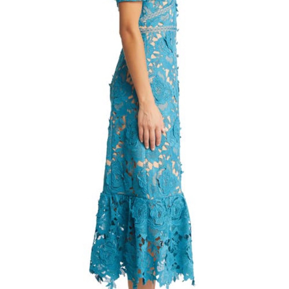 Adelyn Rae Blue Puff Sleeve Midi Dress - Picture 2 of 8